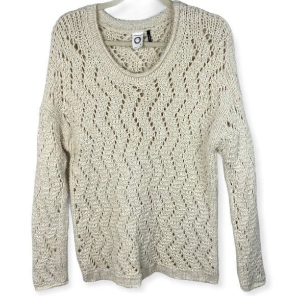 Anthropologie Akemi + Kin Sable Pointelle Sweater Bohemian Knit Size Small Boho - Picture 4 of 13
